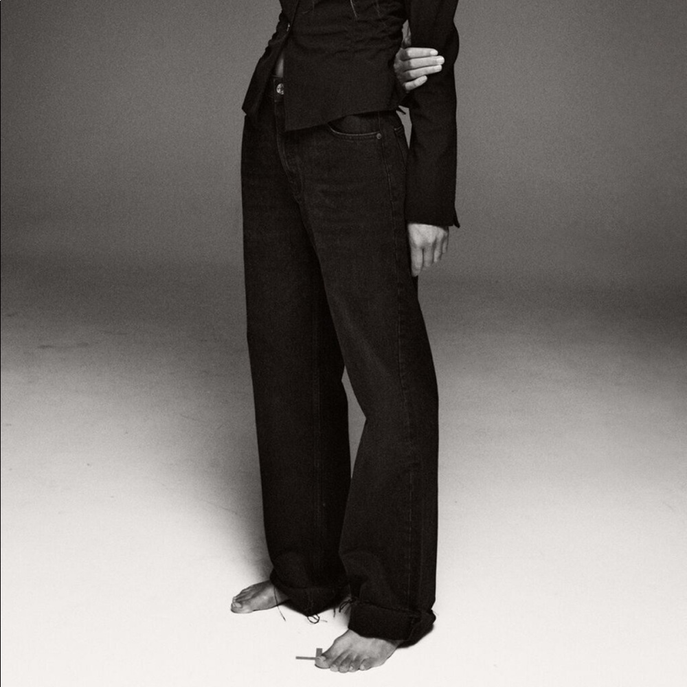 Zara High rise full length black jeans